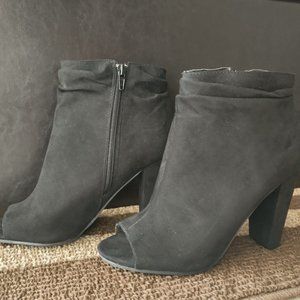 Peep Toe Faux Suede Bootie
